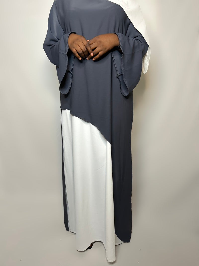 ABAYA BI COLOR GRIS FONCÉ