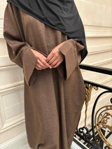 ABAYA EN LIN CHOCOLAT