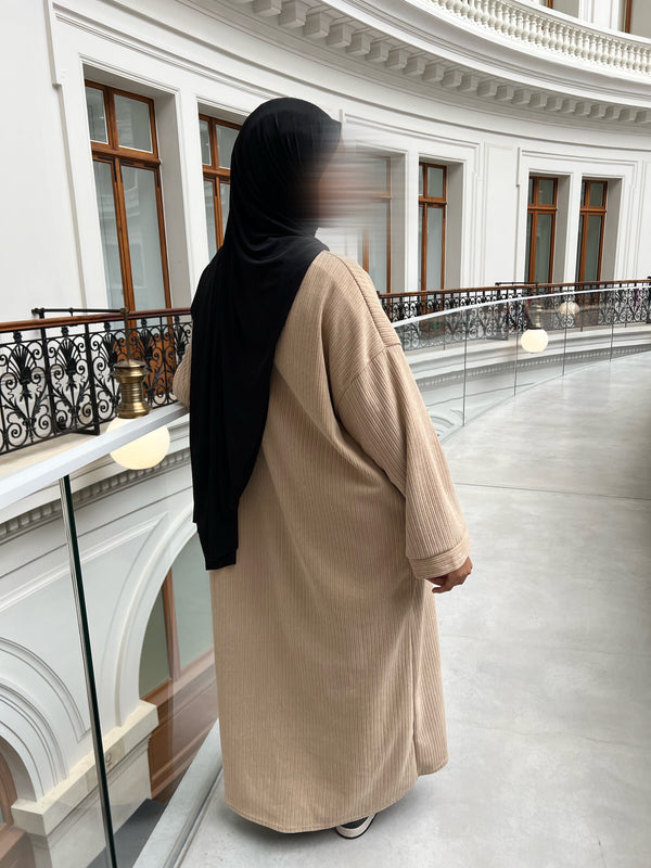 ABAYA CÔTELÉ BEIGE T1