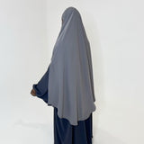 KHIMAR À FENTES GRIS CLAIR