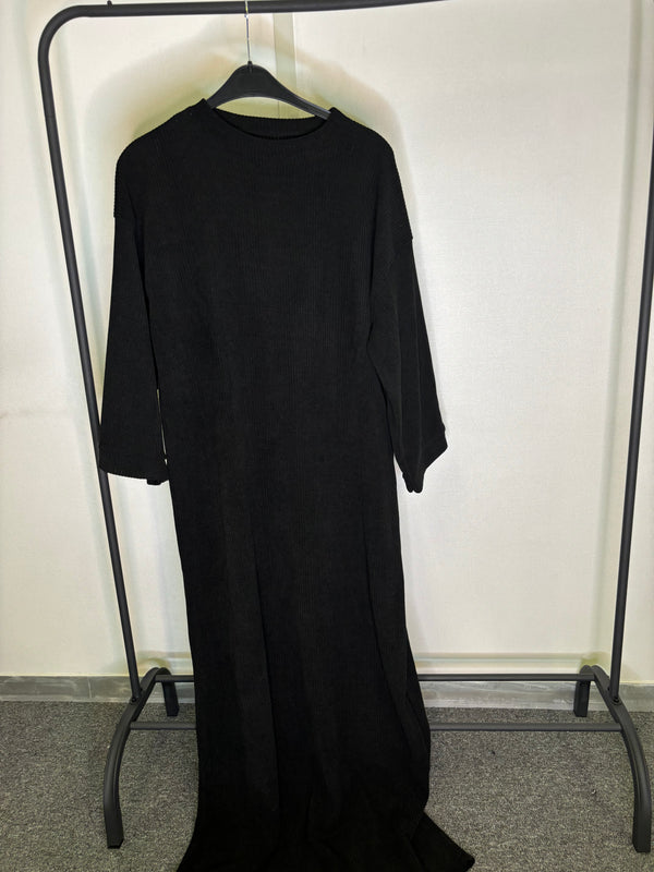 Abaya côtelé noir t2