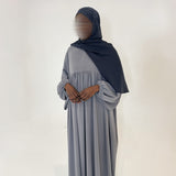 ABAYA MANCHES BOUFFANTES GRIS CLAIR