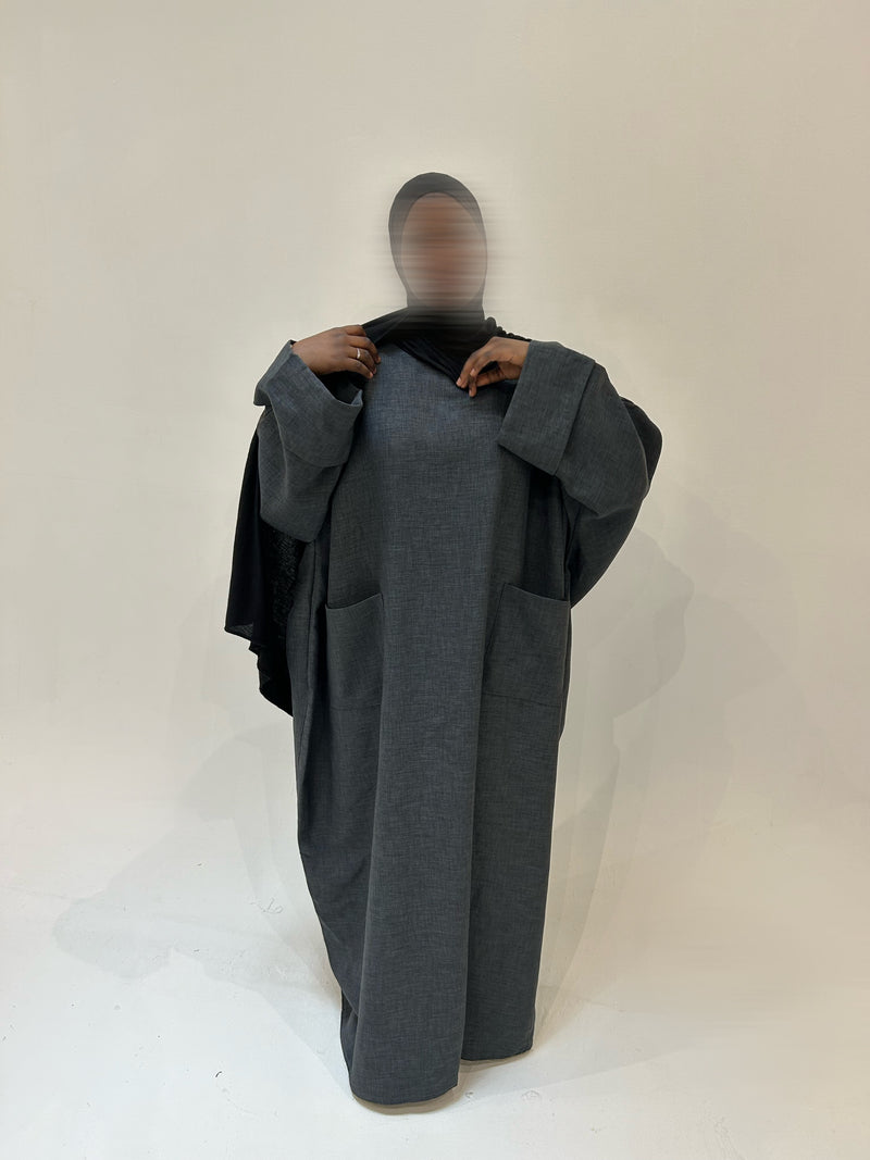 ABAYA IMANY GRIS FONCÉ