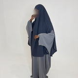 KHIMAR À FENTES GRIS FONCÉ