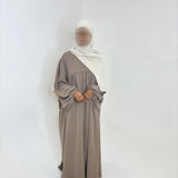 ABAYA MANCHES BOUFFANTES TAUPE CLAIR