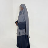 KHIMAR À FENTES GRIS CLAIR