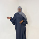 ABAYA MANCHES BOUFFANTES GRIS FONCÉ